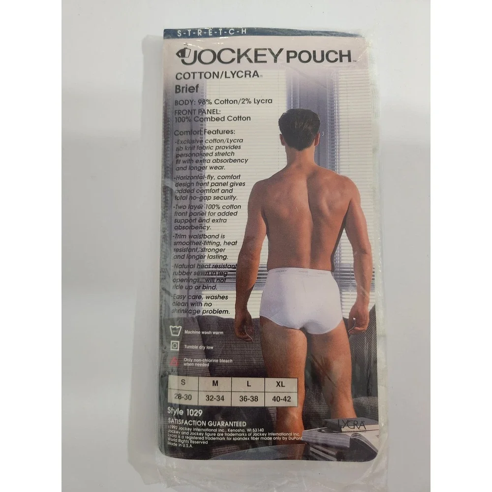 Jockey‎ Pouch Brief White Vintage 1992 Deadstock Made in USA Small 28-30